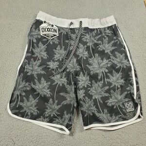 DIXXON‎ The Chad Bali Swim Trunks Mens Small 29" Black Palm Tree Hybrid Shorts